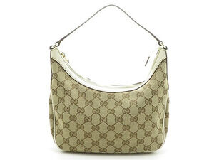 Gucci handbag GG canvas leather Beige Cream Ivory White